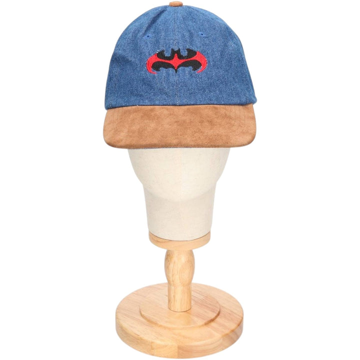 Vintage 1990'S KC Batman suede two-tone leather brim baseball cap, one size fits most. unclear blue type Vintage Second Hand