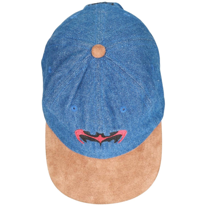 Vintage 1990'S KC Batman suede two-tone leather brim baseball cap, one size fits most. unclear blue type Vintage Second Hand