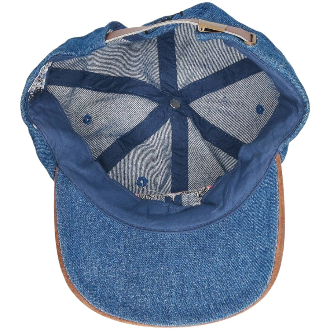 Vintage 1990'S KC Batman suede two-tone leather brim baseball cap, one size fits most. unclear blue type Vintage Second Hand