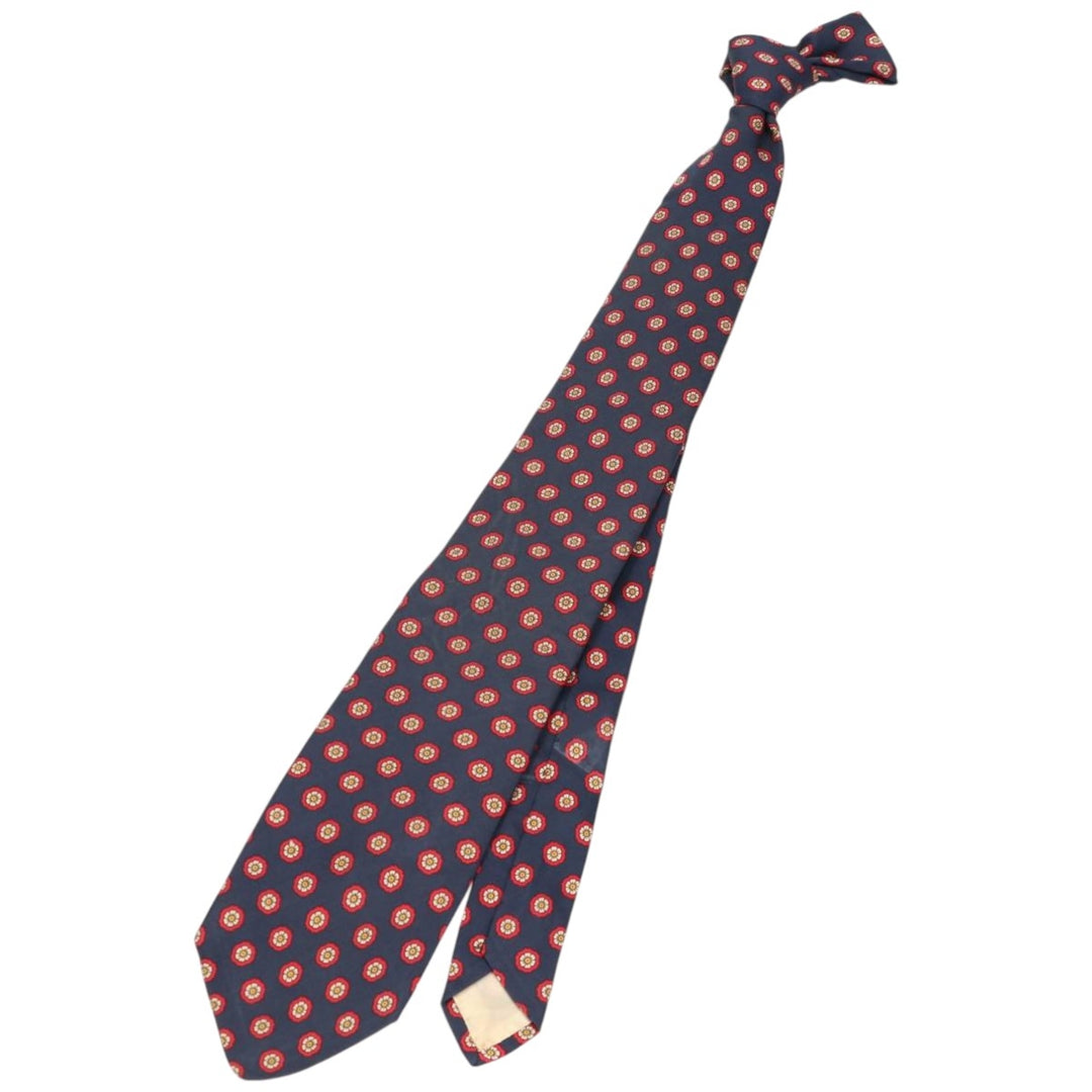 Brooks Brothers MAKERS Floral Print Tie, Made in USA silk navy blue type Vintage Second Hand
