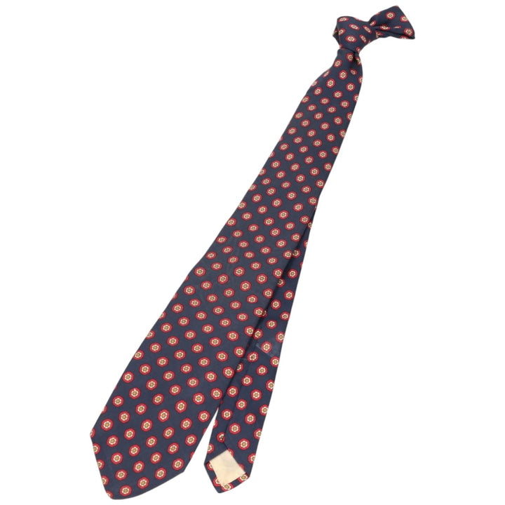 Brooks Brothers MAKERS Floral Print Tie, Made in USA silk navy blue type Vintage Second Hand