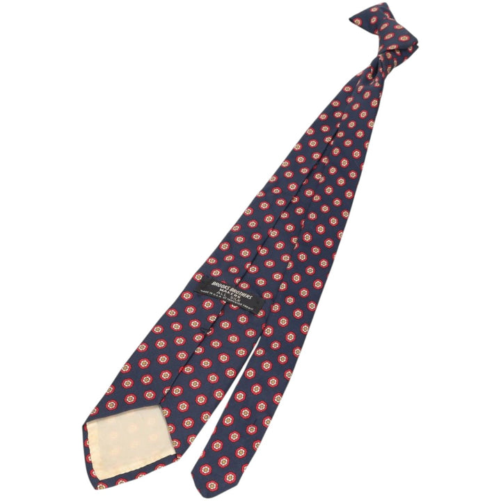 Brooks Brothers MAKERS Floral Print Tie, Made in USA silk navy blue type Vintage Second Hand