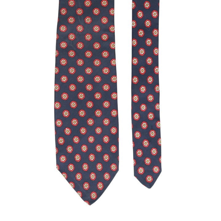 Brooks Brothers MAKERS Floral Print Tie, Made in USA silk navy blue type Vintage Second Hand
