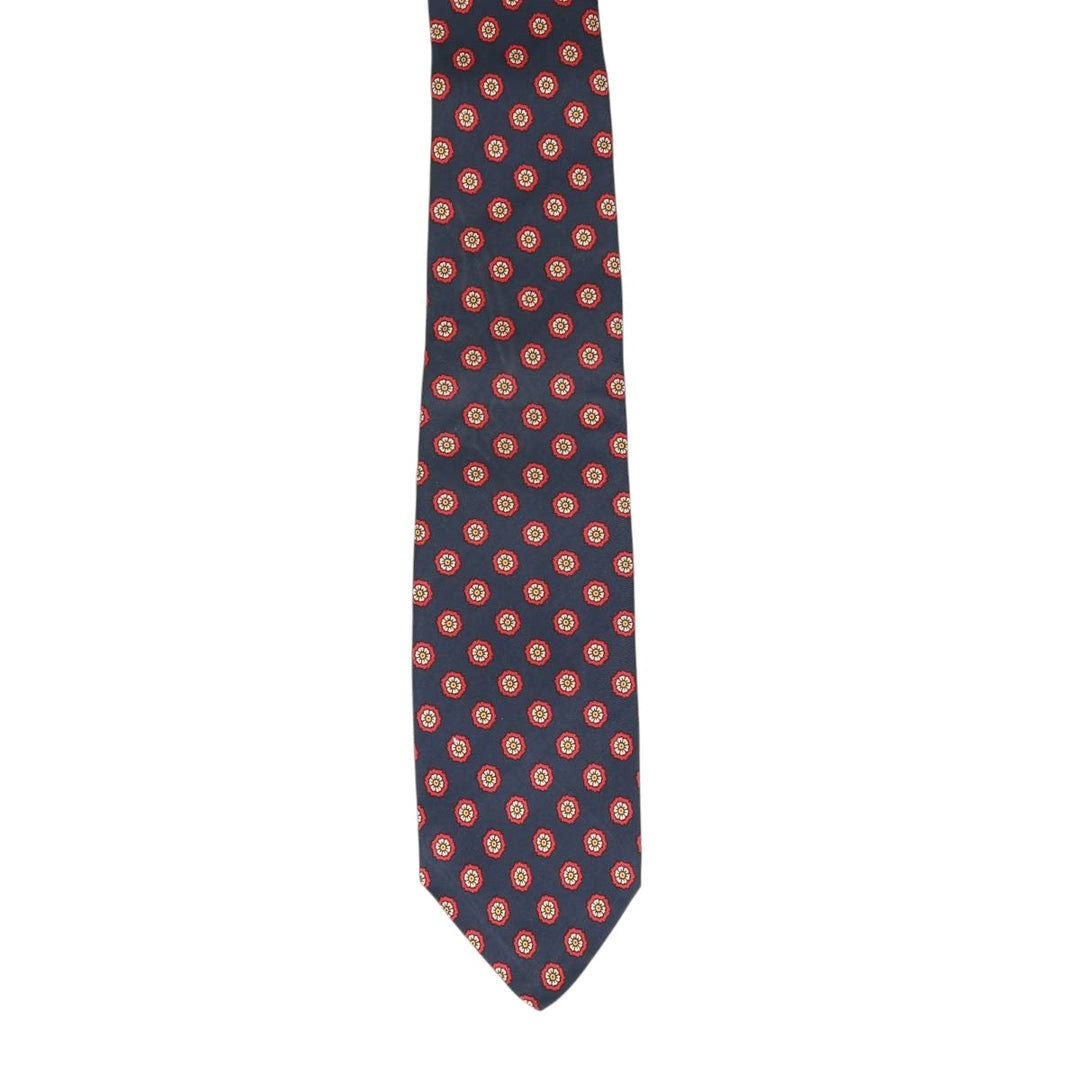 Brooks Brothers MAKERS Floral Print Tie, Made in USA silk navy blue type Vintage Second Hand
