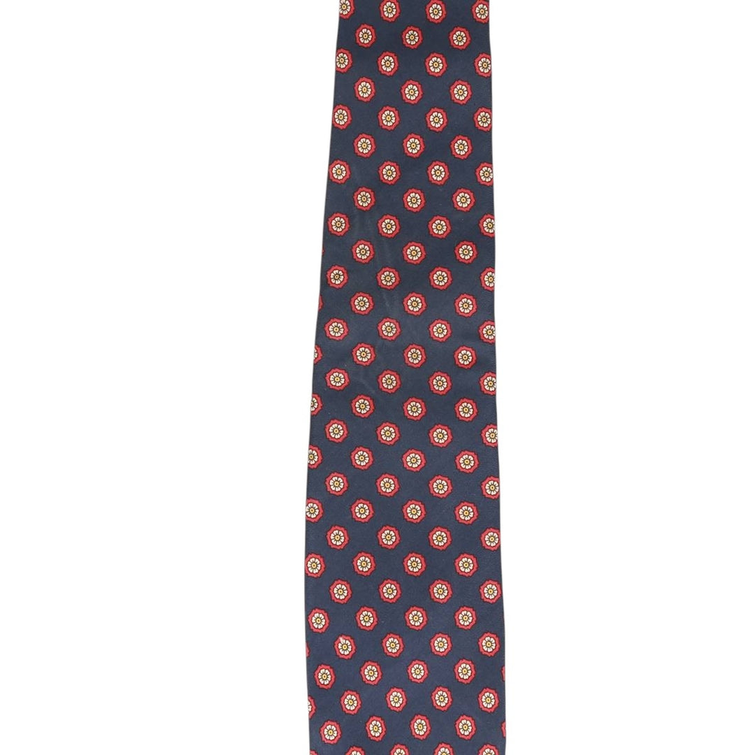 Brooks Brothers MAKERS Floral Print Tie, Made in USA silk navy blue type Vintage Second Hand