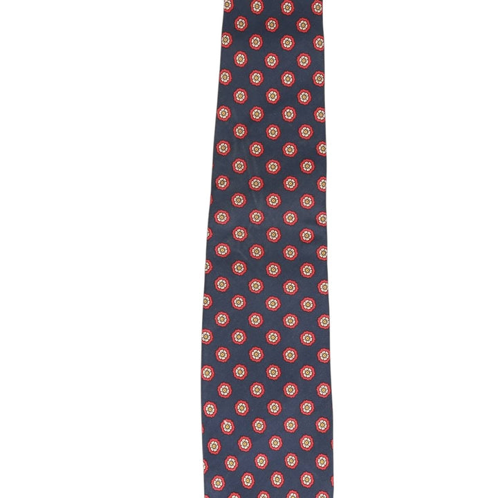 Brooks Brothers MAKERS Floral Print Tie, Made in USA silk navy blue type Vintage Second Hand