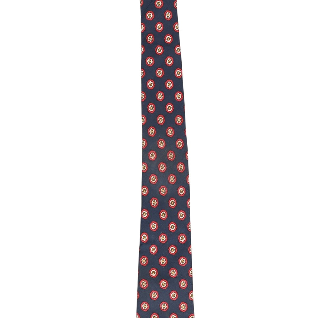 Brooks Brothers MAKERS Floral Print Tie, Made in USA silk navy blue type Vintage Second Hand