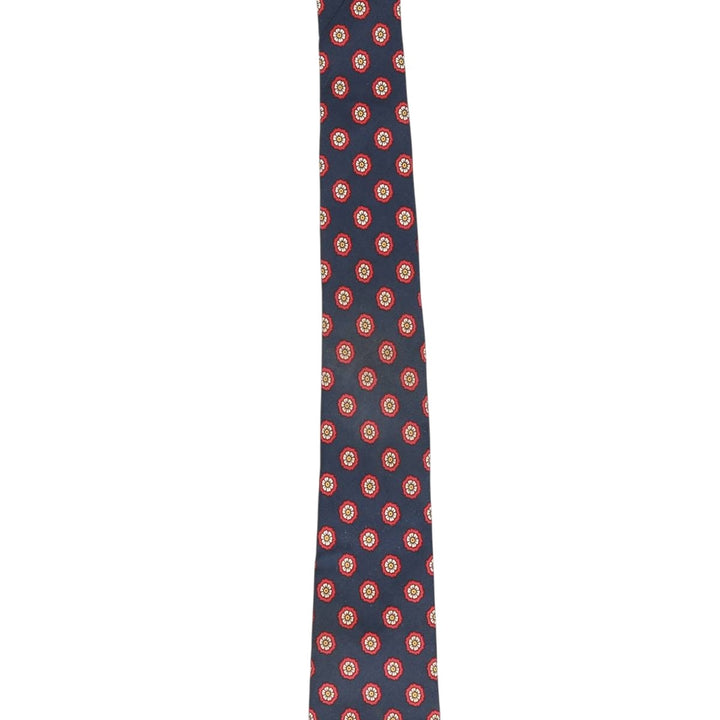 Brooks Brothers MAKERS Floral Print Tie, Made in USA silk navy blue type Vintage Second Hand
