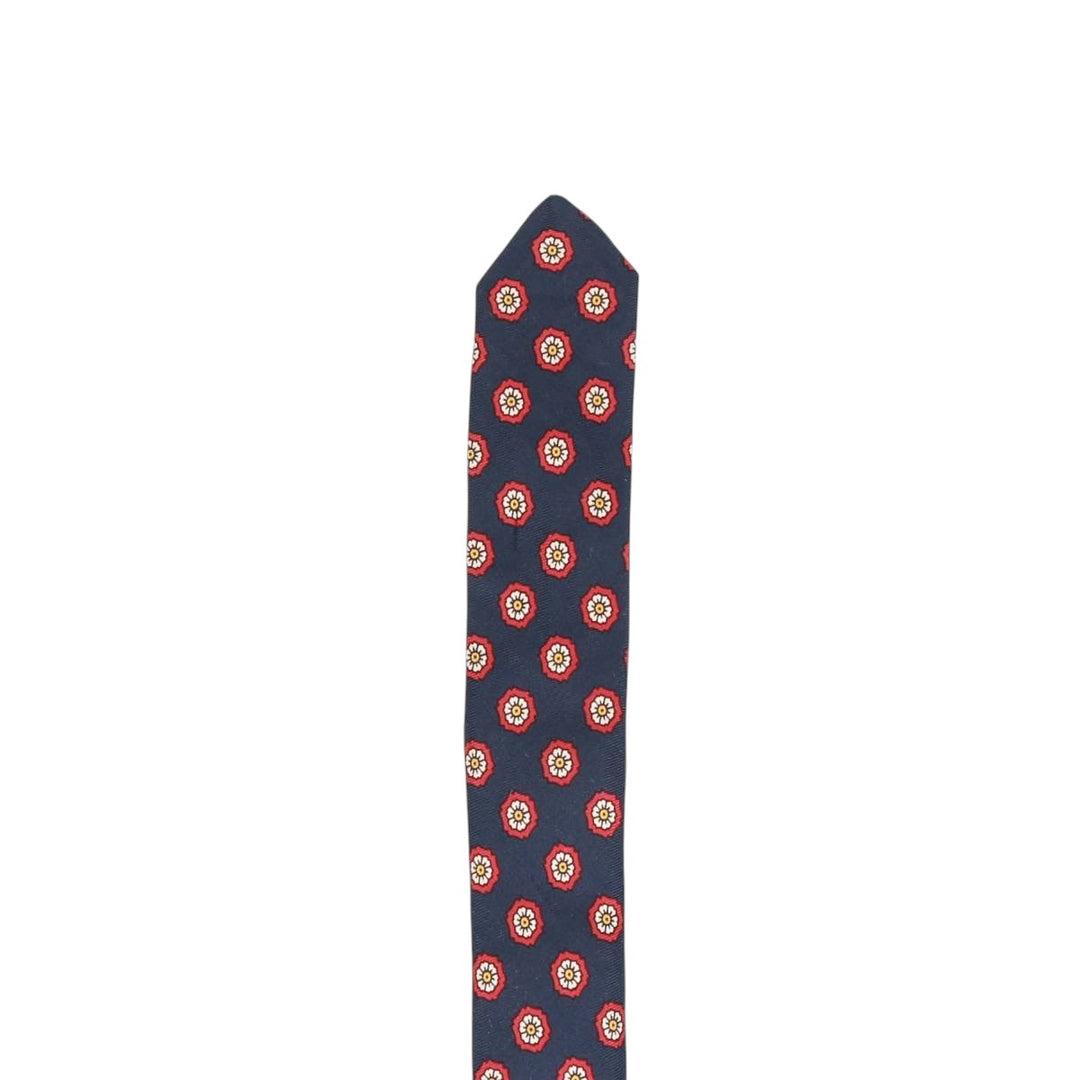 Brooks Brothers MAKERS Floral Print Tie, Made in USA silk navy blue type Vintage Second Hand