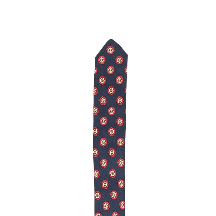 Brooks Brothers MAKERS Floral Print Tie, Made in USA silk navy blue type Vintage Second Hand