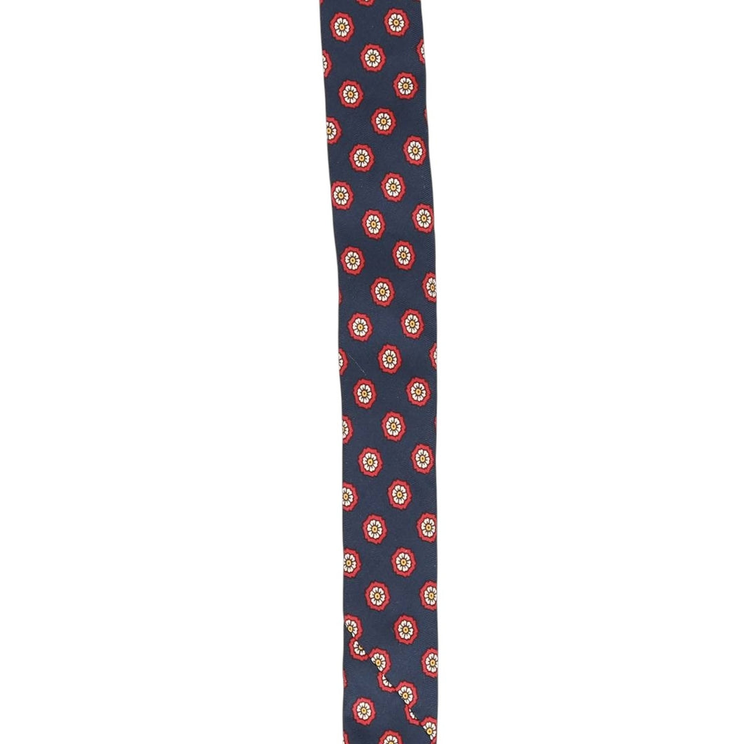 Brooks Brothers MAKERS Floral Print Tie, Made in USA silk navy blue type Vintage Second Hand