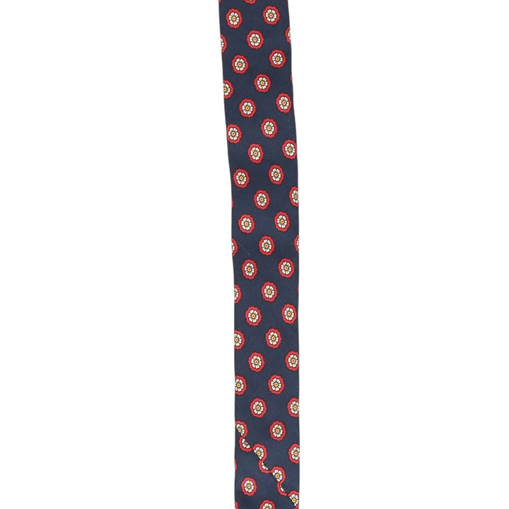 Brooks Brothers MAKERS Floral Print Tie, Made in USA silk navy blue type Vintage Second Hand