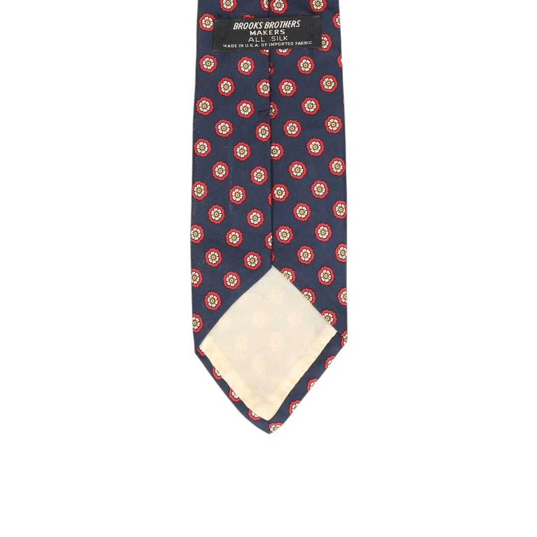 Brooks Brothers MAKERS Floral Print Tie, Made in USA silk navy blue type Vintage Second Hand