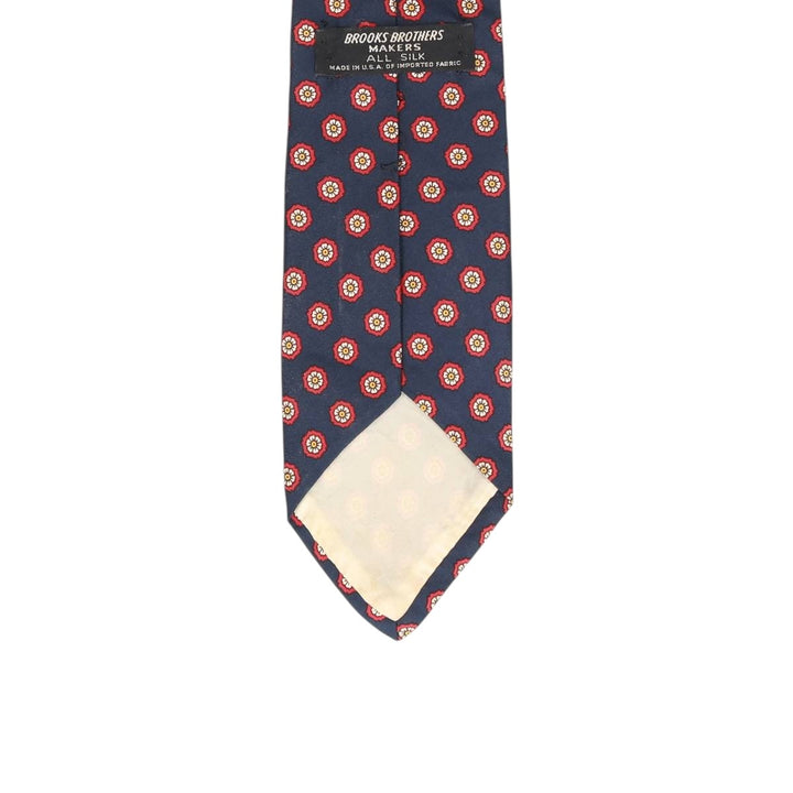 Brooks Brothers MAKERS Floral Print Tie, Made in USA silk navy blue type Vintage Second Hand