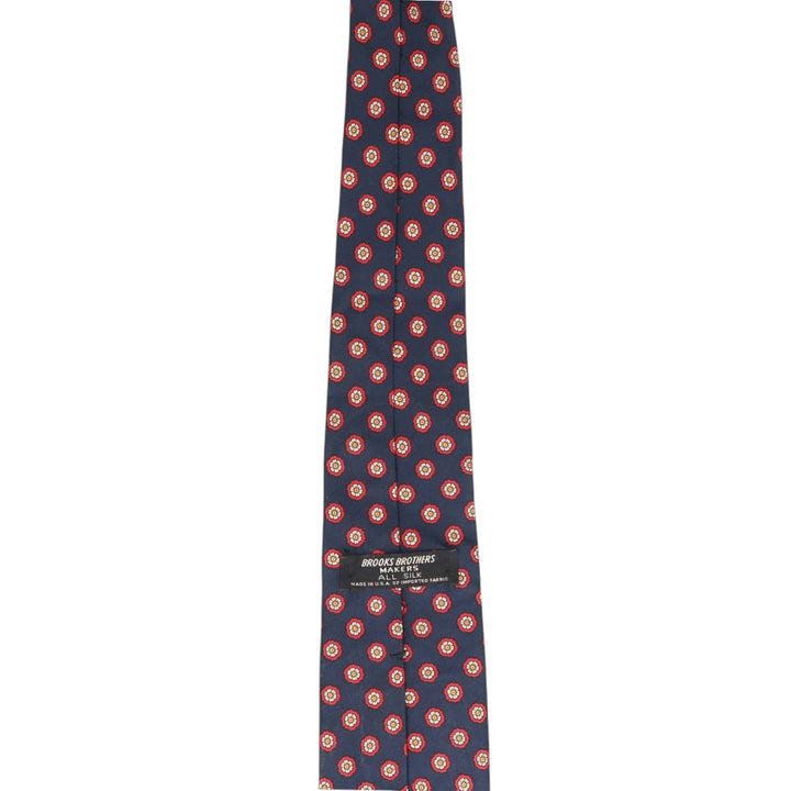 Brooks Brothers MAKERS Floral Print Tie, Made in USA silk navy blue type Vintage Second Hand