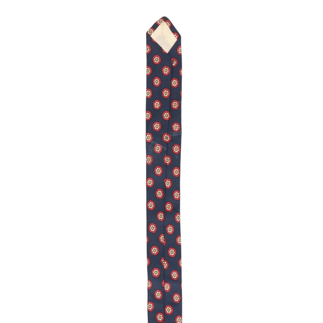 Brooks Brothers MAKERS Floral Print Tie, Made in USA silk navy blue type Vintage Second Hand