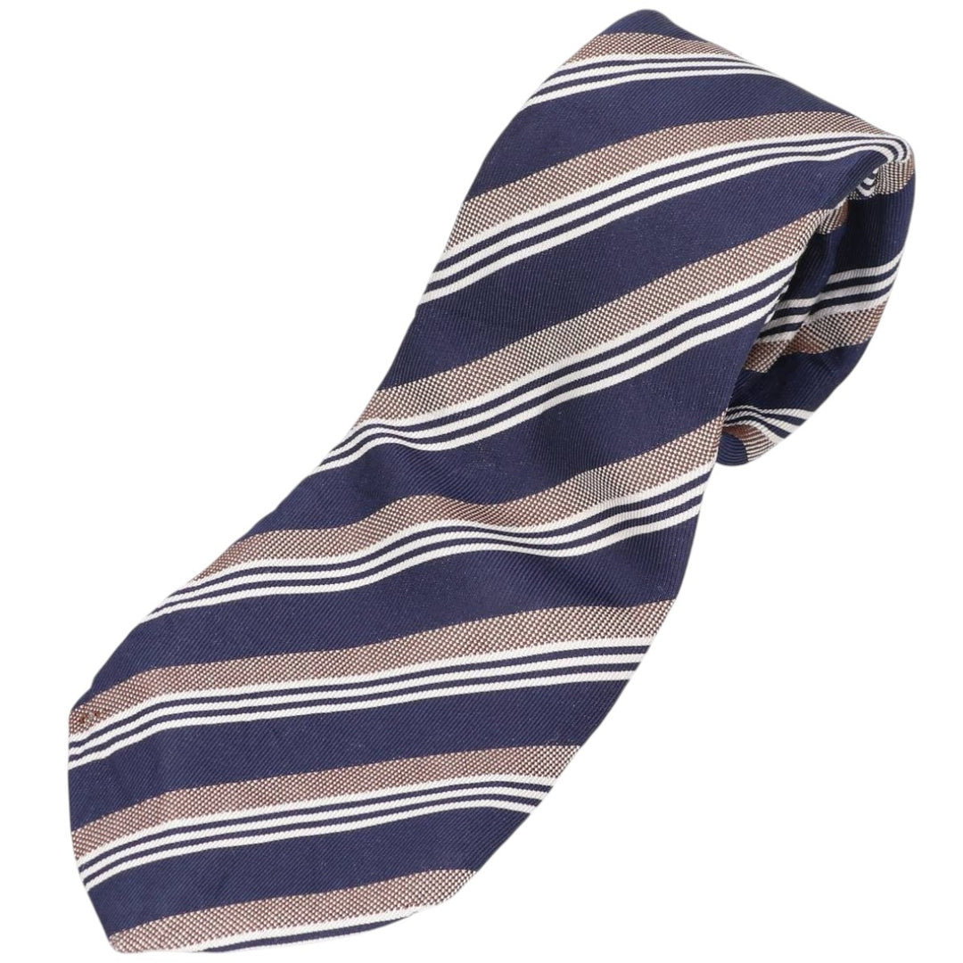 MASSIMO DUTTI Striped Pattern Tie, Made in Italy unclear navy blue type Vintage Second Hand