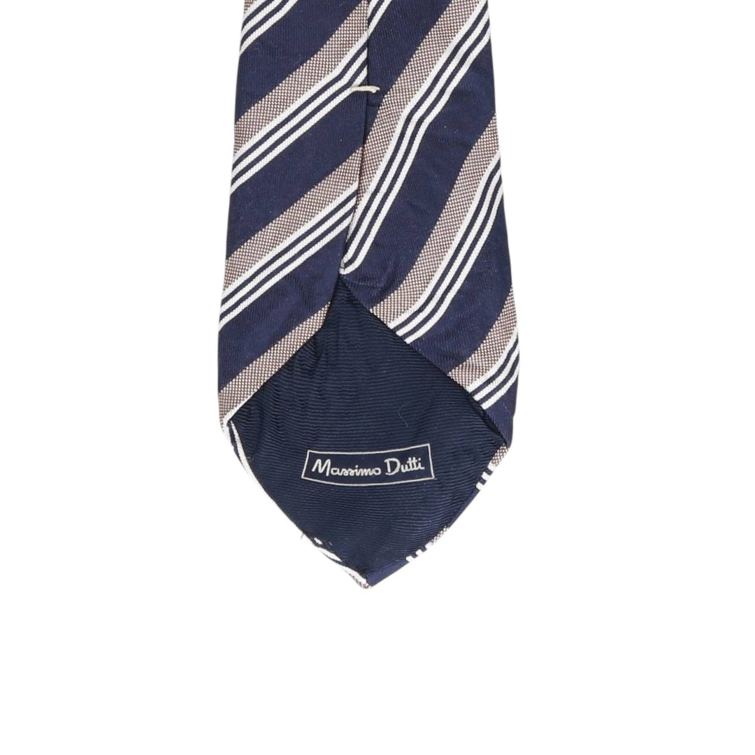 MASSIMO DUTTI Striped Pattern Tie, Made in Italy unclear navy blue type Vintage Second Hand