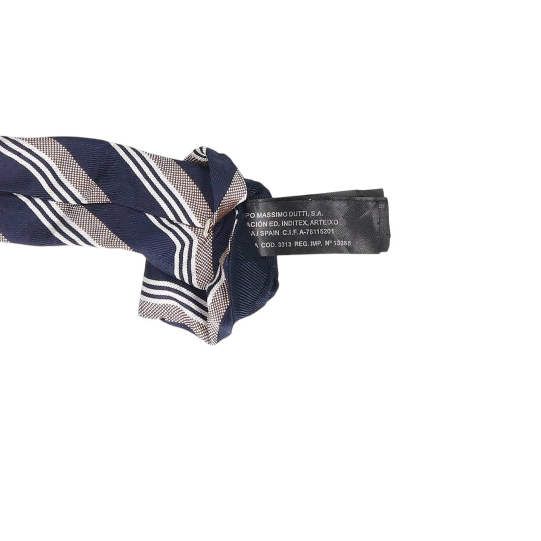 MASSIMO DUTTI Striped Pattern Tie, Made in Italy unclear navy blue type Vintage Second Hand