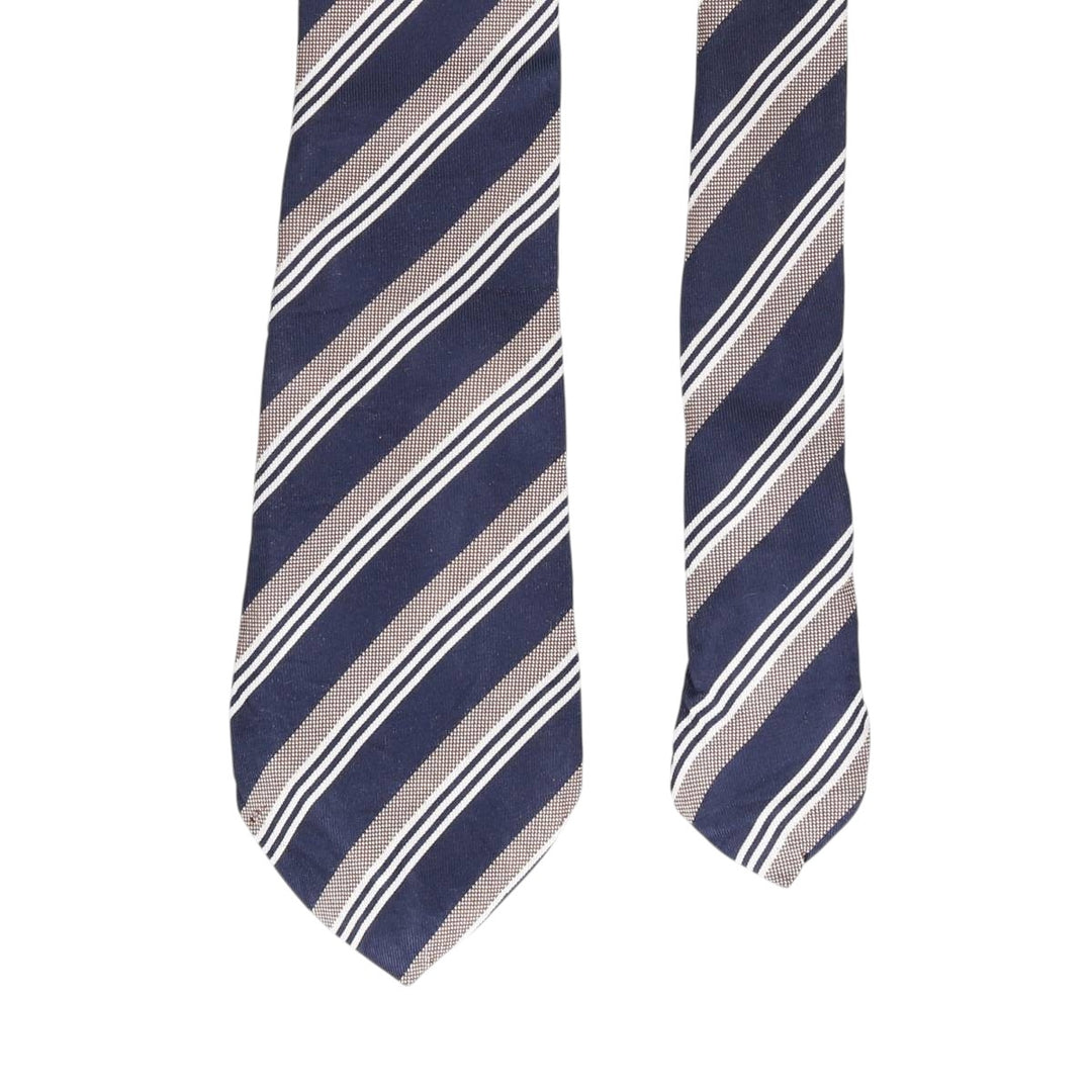 MASSIMO DUTTI Striped Pattern Tie, Made in Italy unclear navy blue type Vintage Second Hand