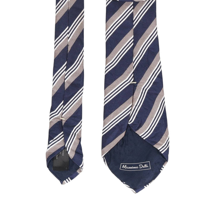 MASSIMO DUTTI Striped Pattern Tie, Made in Italy unclear navy blue type Vintage Second Hand