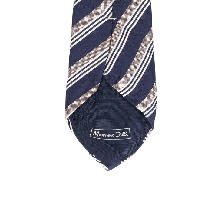 MASSIMO DUTTI Striped Pattern Tie, Made in Italy unclear navy blue type Vintage Second Hand