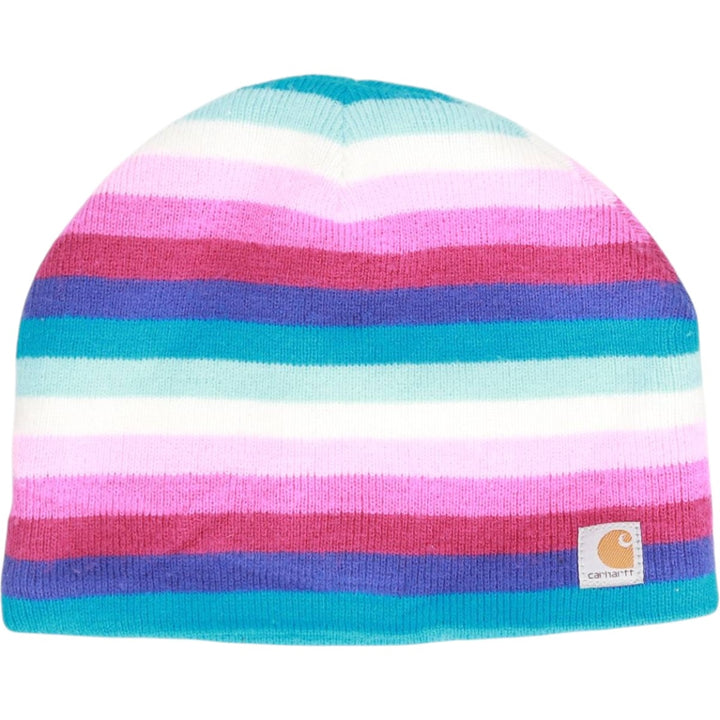 Carhartt Multi-stripe knit beanie hat, one size fits all. acrylic white type Vintage Second Hand