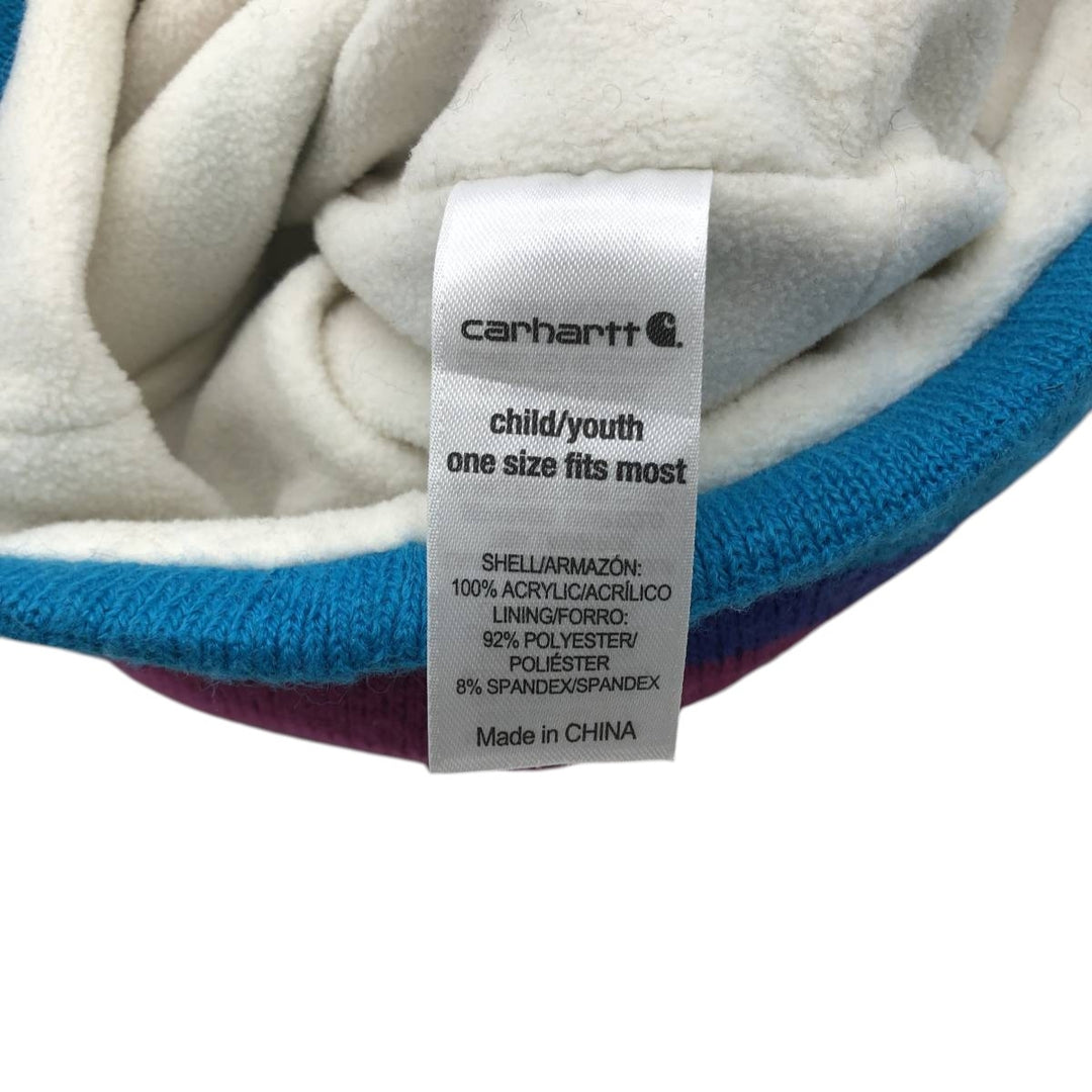 Carhartt Multi-stripe knit beanie hat, one size fits all. acrylic white type Vintage Second Hand
