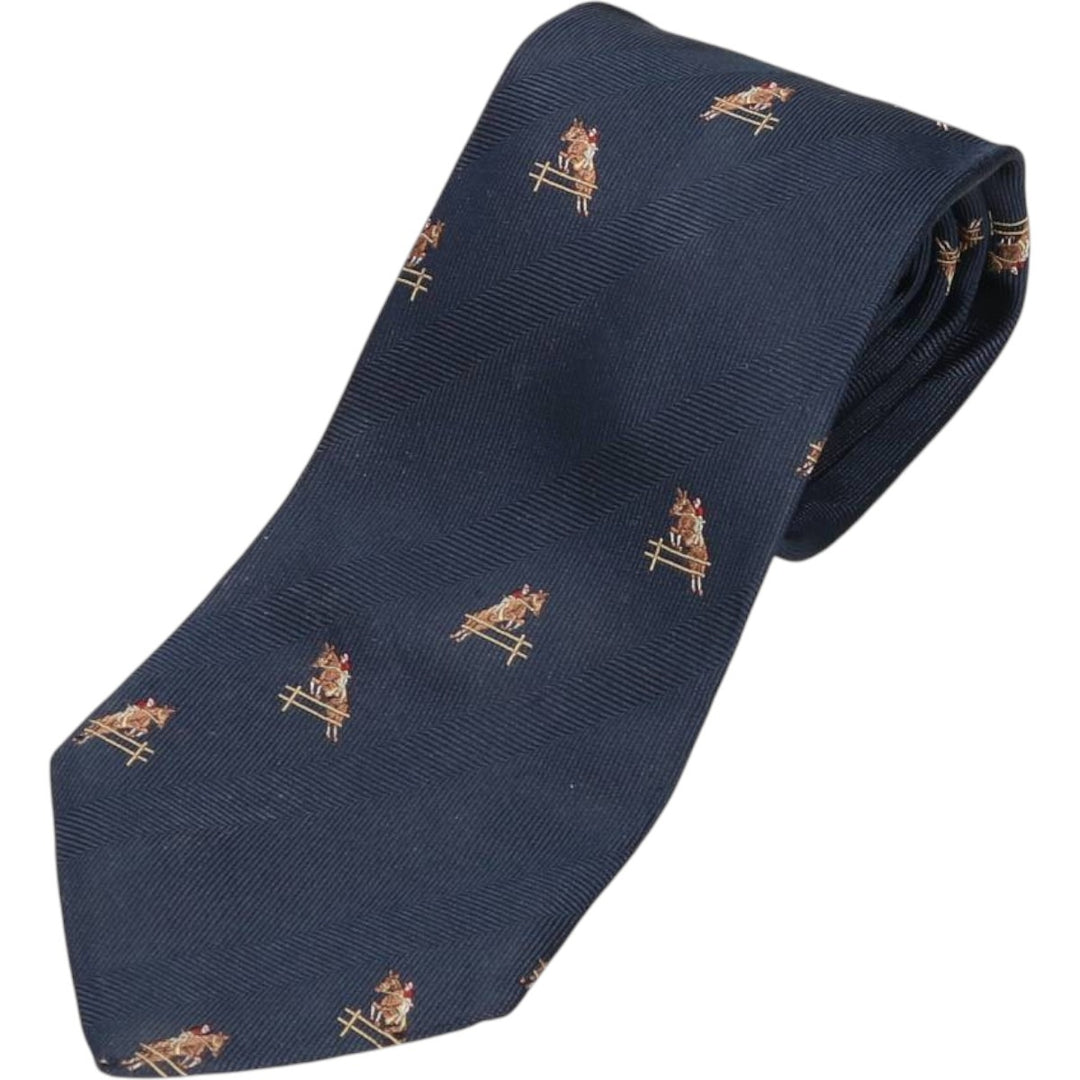 Brooks Brothers 346 All-Over Horse Print Tie, Made in USA unclear navy blue type Vintage Second Hand