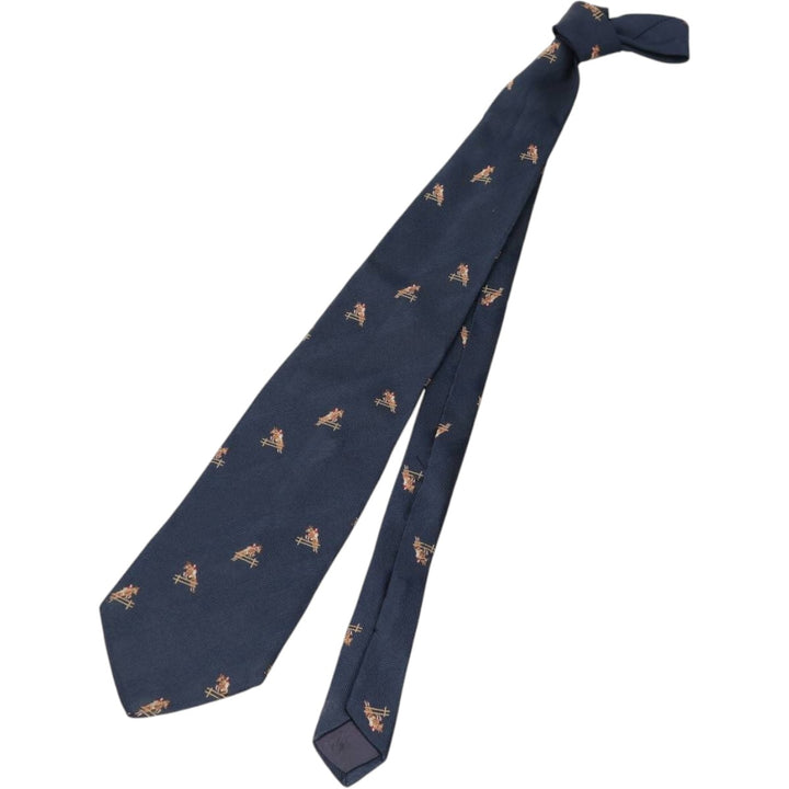 Brooks Brothers 346 All-Over Horse Print Tie, Made in USA unclear navy blue type Vintage Second Hand
