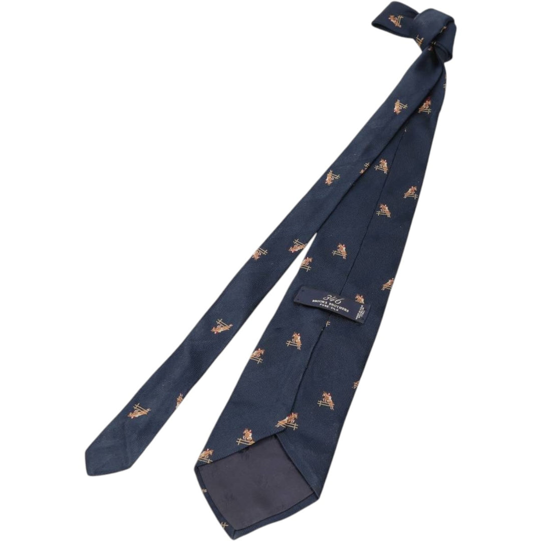 Brooks Brothers 346 All-Over Horse Print Tie, Made in USA unclear navy blue type Vintage Second Hand