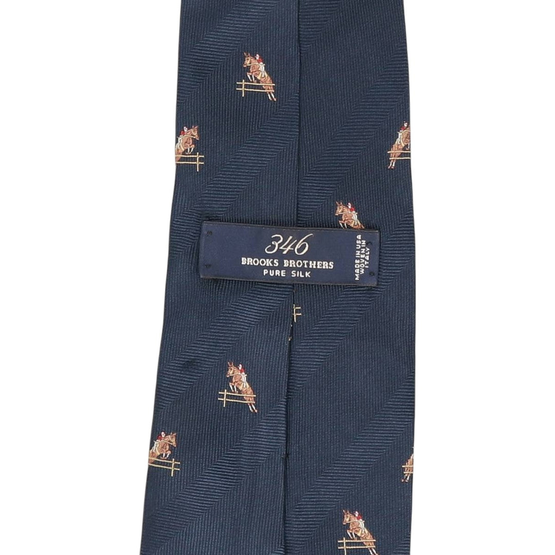 Brooks Brothers 346 All-Over Horse Print Tie, Made in USA unclear navy blue type Vintage Second Hand