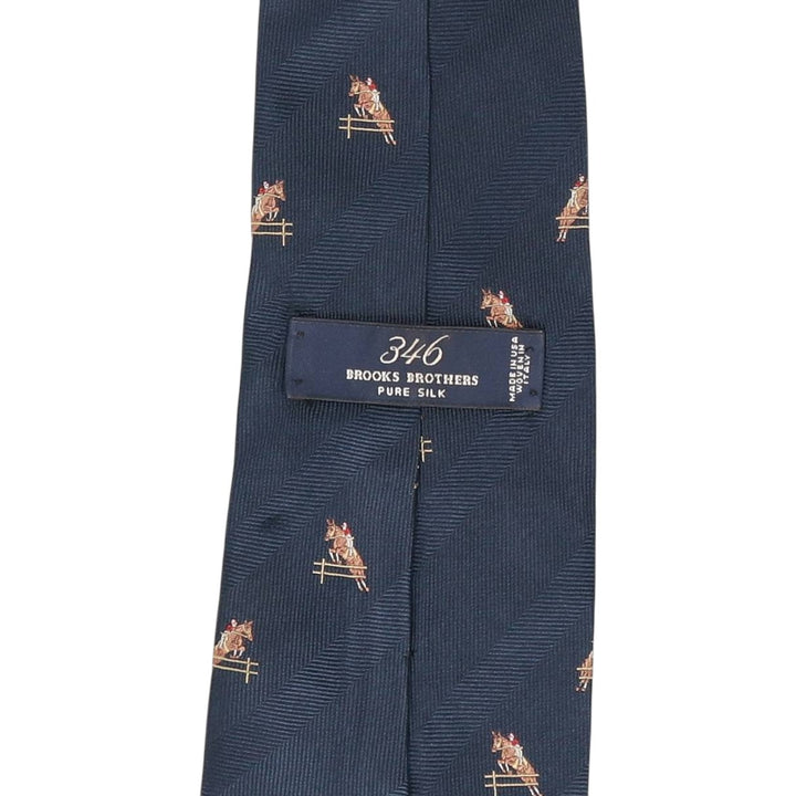 Brooks Brothers 346 All-Over Horse Print Tie, Made in USA unclear navy blue type Vintage Second Hand