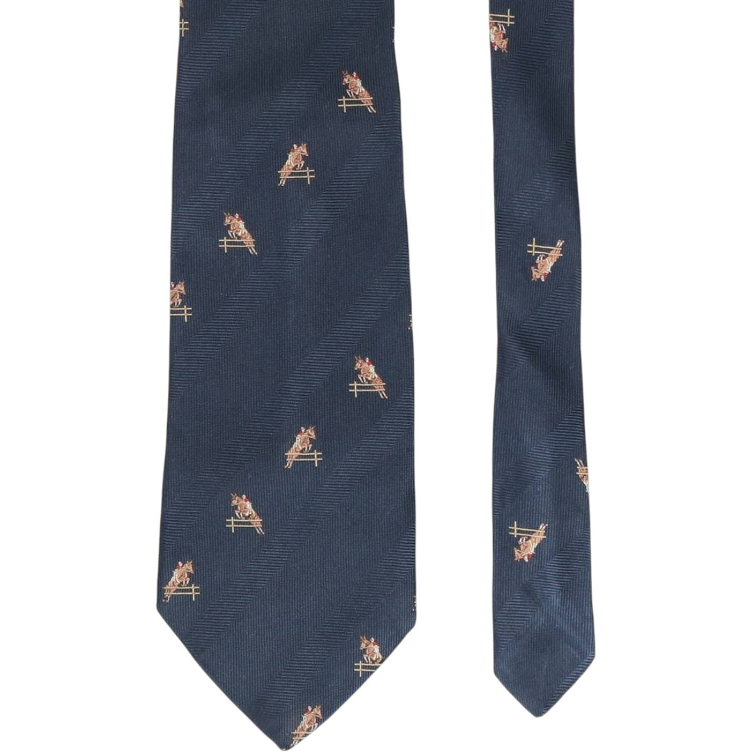 Brooks Brothers 346 All-Over Horse Print Tie, Made in USA unclear navy blue type Vintage Second Hand