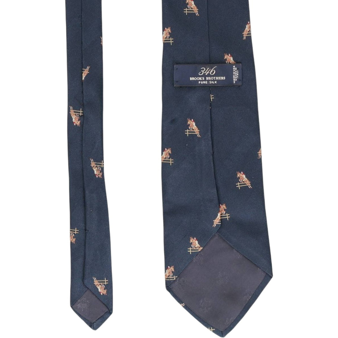 Brooks Brothers 346 All-Over Horse Print Tie, Made in USA unclear navy blue type Vintage Second Hand