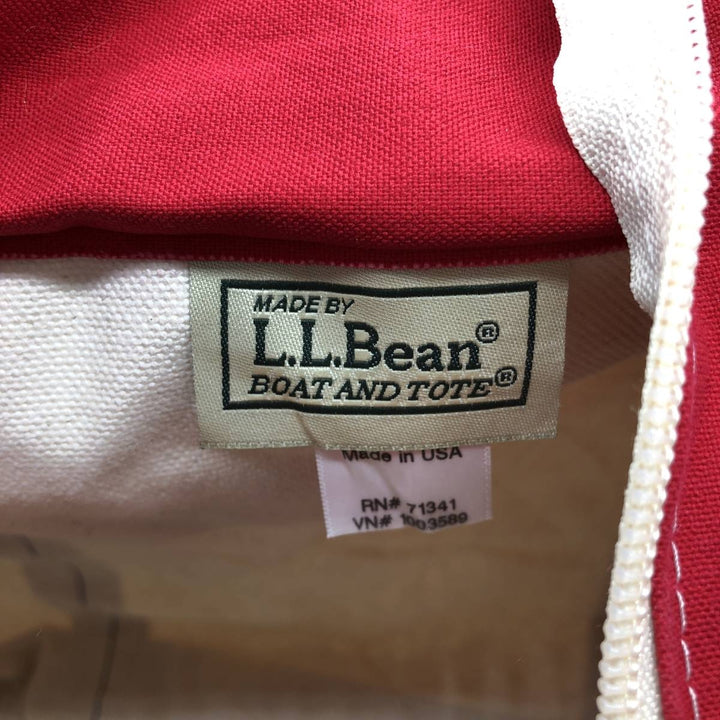 LLBean BOAT AND TOTE Tote Bag Made in USA cotton red type Vintage Second Hand