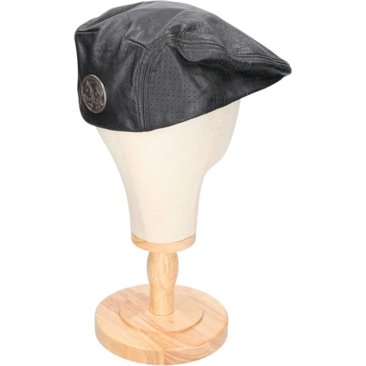 DEAD STOCK Harley-Davidson Leather Hunting Cap (One Size Fits All) genuine leather black type Vintage Second Hand