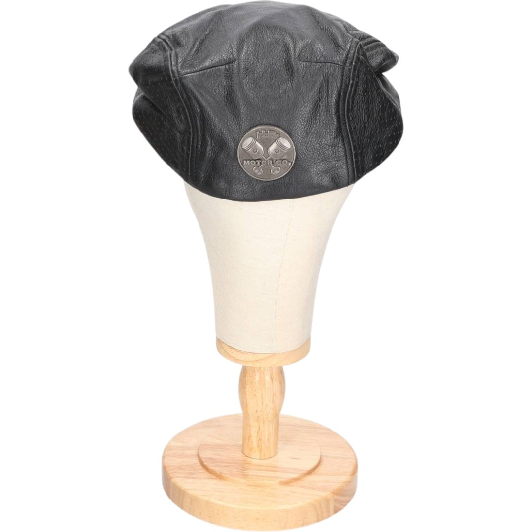 DEAD STOCK Harley-Davidson Leather Hunting Cap (One Size Fits All) genuine leather black type Vintage Second Hand