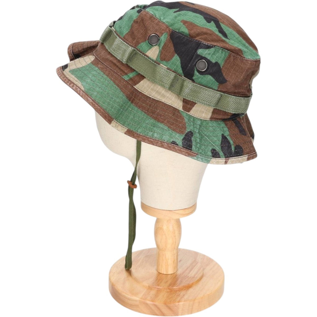 Civilian Tru-Spec Camouflage Pattern Woodland Camo Ripstop Boonie Hat, One Size Fits Most cotton Khaki type Vintage Second Hand