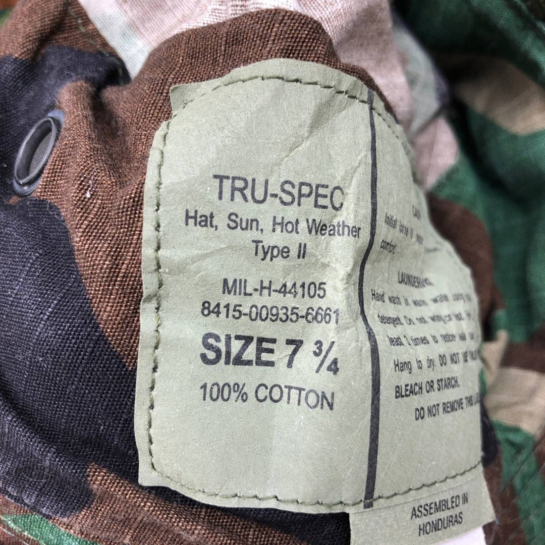 Civilian Tru-Spec Camouflage Pattern Woodland Camo Ripstop Boonie Hat, One Size Fits Most cotton Khaki type Vintage Second Hand