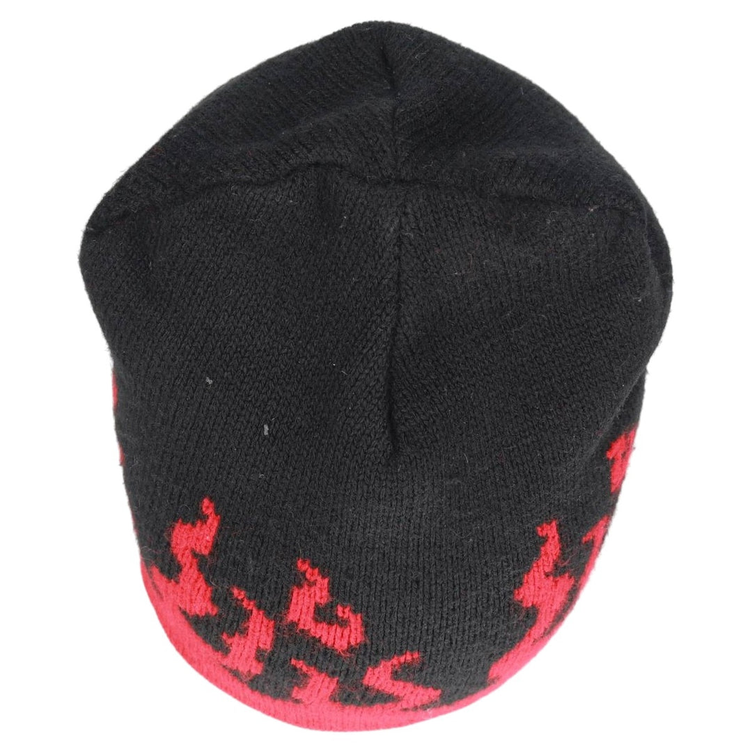 LAKE FOREST KNITS Fire Pattern Knit Beanie, Made in USA, One Size Fits All, Vintage acrylic red type Vintage Second Hand