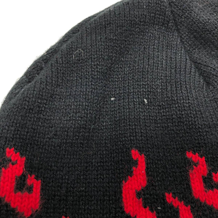 LAKE FOREST KNITS Fire Pattern Knit Beanie, Made in USA, One Size Fits All, Vintage acrylic red type Vintage Second Hand