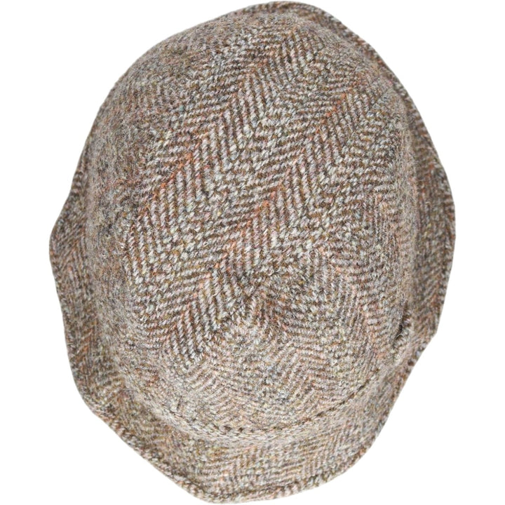 Harris Tweed Herringbone Wool Hat, One Size Fits Most wool Khaki type Vintage Second Hand