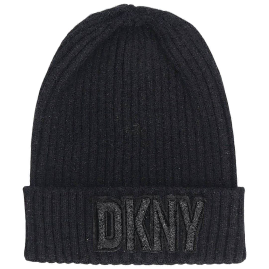 DKNY Ribbed Knit Beanie (Free Size) acrylic black type Vintage Second Hand