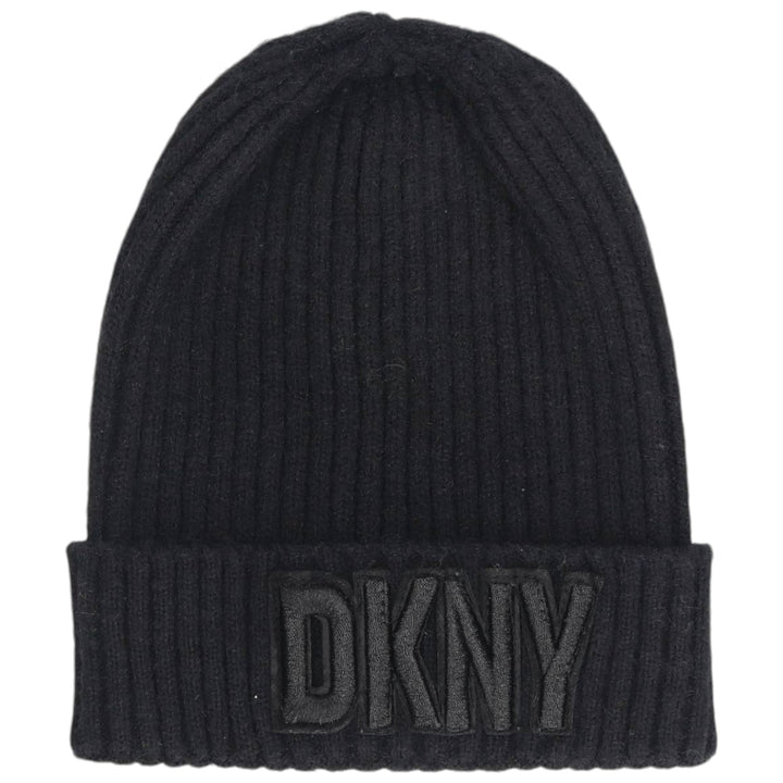 DKNY Ribbed Knit Beanie (Free Size) acrylic black type Vintage Second Hand