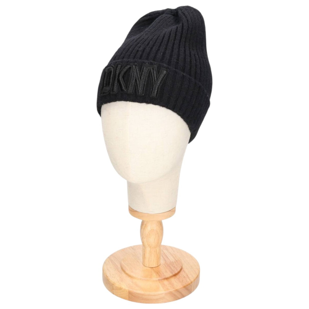 DKNY Ribbed Knit Beanie (Free Size) acrylic black type Vintage Second Hand