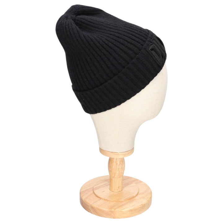 DKNY Ribbed Knit Beanie (Free Size) acrylic black type Vintage Second Hand