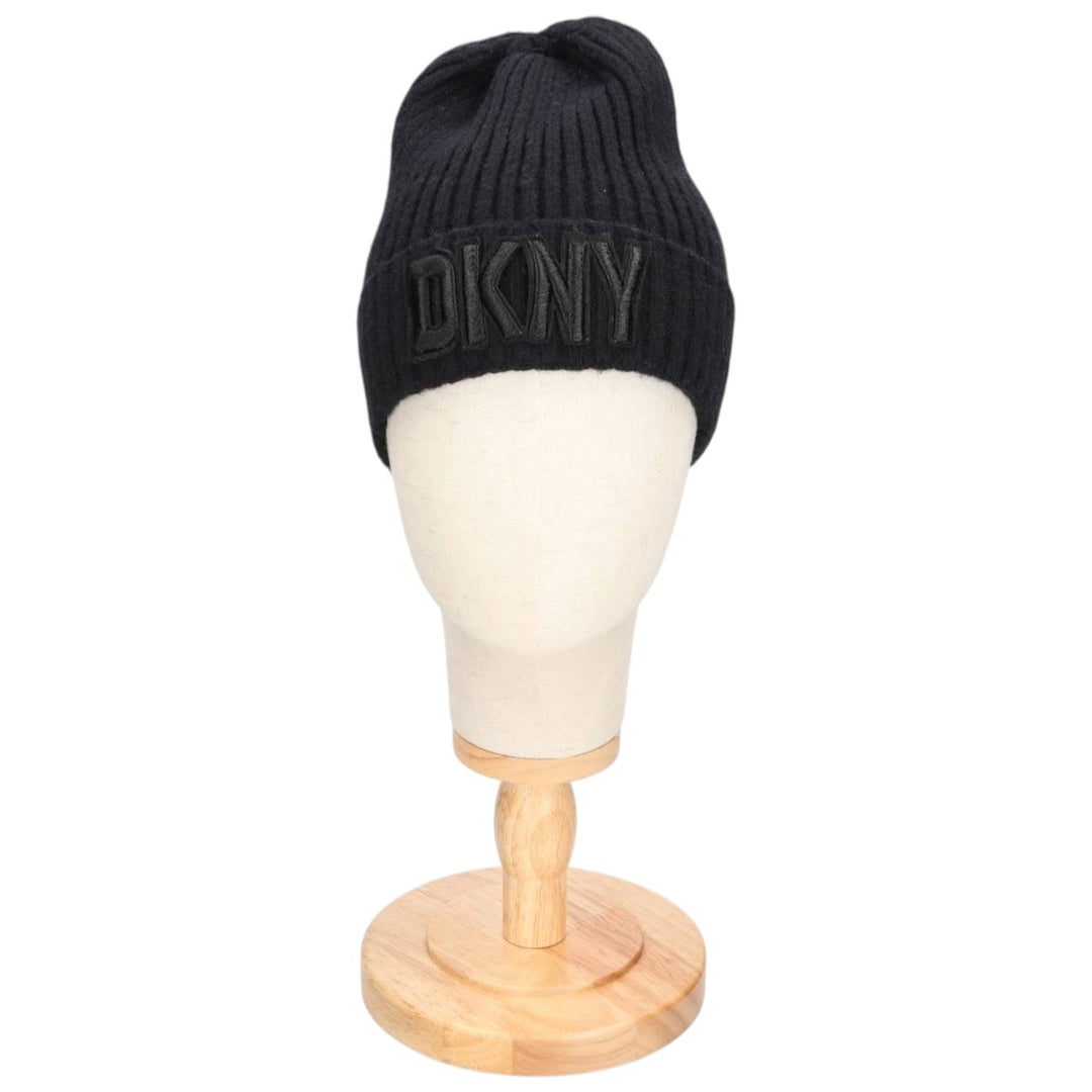 DKNY Ribbed Knit Beanie (Free Size) acrylic black type Vintage Second Hand
