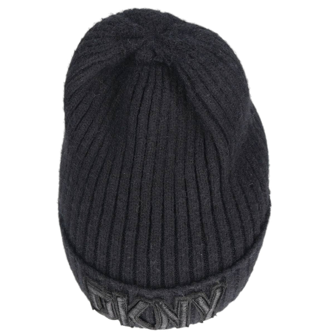 DKNY Ribbed Knit Beanie (Free Size) acrylic black type Vintage Second Hand