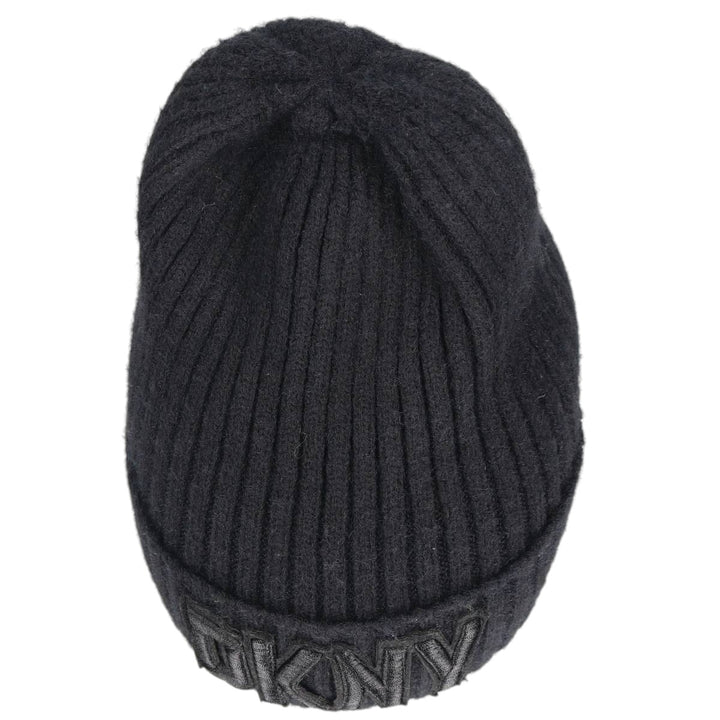 DKNY Ribbed Knit Beanie (Free Size) acrylic black type Vintage Second Hand